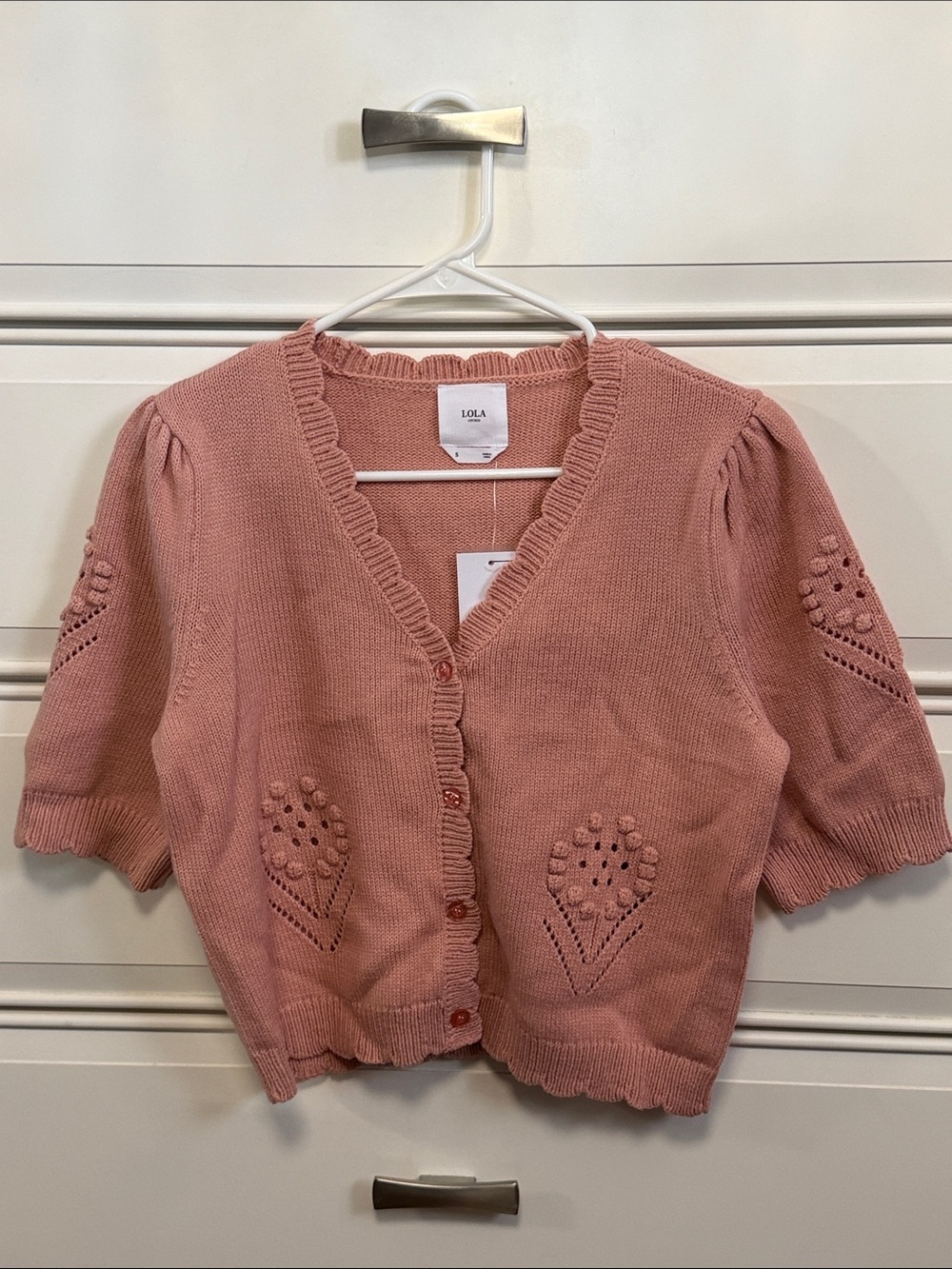 LOLA Studio Dusty Rose Short-Sleeve Knit Cardigan